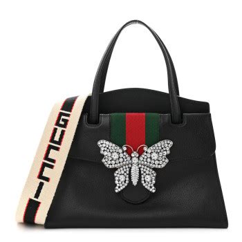 gucci linea totem butterfly|GUCCI Grained Calfskin Web Stripe Butterfly Medium Totem Top .